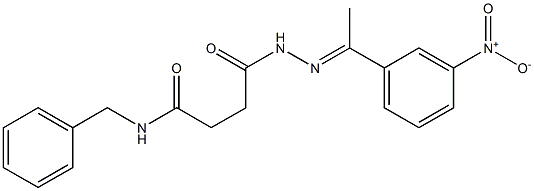 N-benzyl-4-{2-[(E)-1-(3-nitrophenyl)ethylidene]hydrazino}-4-oxobutanamide Structure