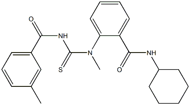 N-cyclohexyl-2-(methyl{[(3-methylbenzoyl)amino]carbothioyl}amino)benzamide 化学構造式