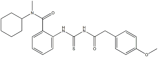 N-cyclohexyl-2-[({[2-(4-methoxyphenyl)acetyl]amino}carbothioyl)amino]-N-methylbenzamide Structure