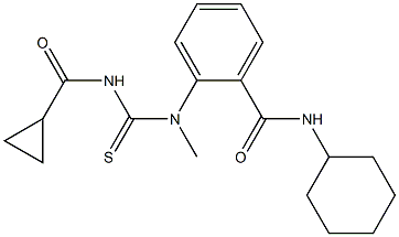 N-cyclohexyl-2-[{[(cyclopropylcarbonyl)amino]carbothioyl}(methyl)amino]benzamide Structure