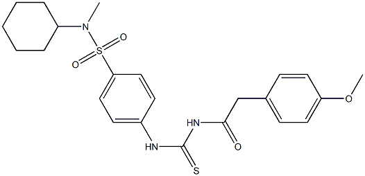 N-cyclohexyl-4-[({[2-(4-methoxyphenyl)acetyl]amino}carbothioyl)amino]-N-methylbenzenesulfonamide Struktur