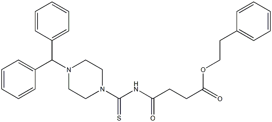 phenethyl 4-{[(4-benzhydryl-1-piperazinyl)carbothioyl]amino}-4-oxobutanoate Structure