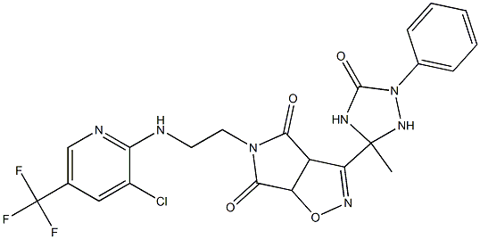 5-(2-{[3-chloro-5-(trifluoromethyl)-2-pyridinyl]amino}ethyl)-3-(3-methyl-5-oxo-1-phenyl-1,2,4-triazolan-3-yl)-3aH-pyrrolo[3,4-d]isoxazole-4,6(5H,6aH)-dione Structure