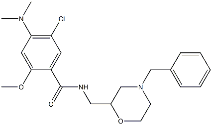 N-(4-ベンジルモルホリン-2-イルメチル)-5-クロロ-4-(ジメチルアミノ)-2-メトキシベンズアミド 化学構造式