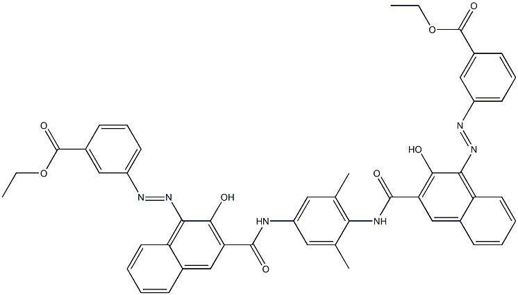 N,N'-(2,6-Dimethyl-1,4-phenylene)bis[4-[[3-(ethoxycarbonyl)phenyl]azo]-3-hydroxy-2-naphthalenecarboxamide] Struktur