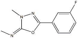 2-Methylimino-3-methyl-5-(3-fluorophenyl)-2,3-dihydro-1,3,4-oxadiazole Struktur