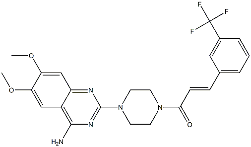 4-(4-アミノ-6,7-ジメトキシキナゾリン-2-イル)-1-[3-(3-トリフルオロメチルフェニル)アクリロイル]ピペラジン 化学構造式