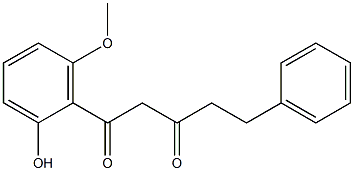 1-(2-ヒドロキシ-6-メトキシフェニル)-5-フェニル-1,3-ペンタンジオン 化学構造式