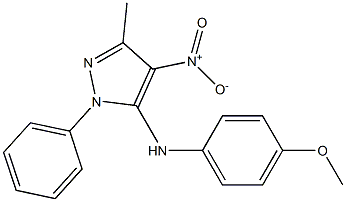 1-Phenyl-3-methyl-4-nitro-5-[(4-methoxyphenyl)amino]-1H-pyrazole 结构式