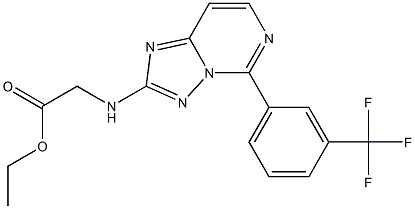 2-エトキシカルボニルメチルアミノ-5-[3-トリフルオロメチルフェニル][1,2,4]トリアゾロ[1,5-c]ピリミジン 化学構造式