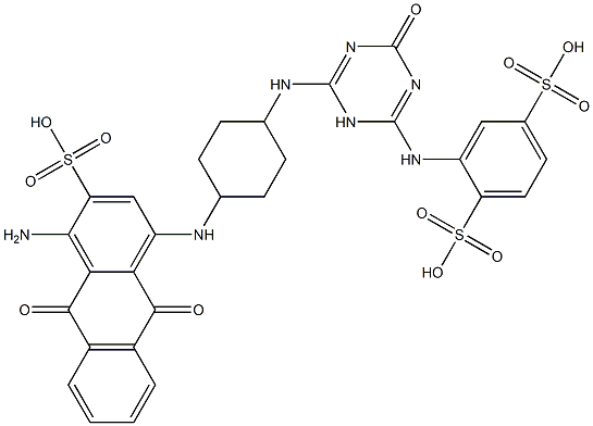 2-[[[6-[[4-[[(4-Amino-9,10-dihydro-9,10-dioxo-3-sulfoanthracen)-1-yl]amino]cyclohexyl]amino]-1,4-dihydro-4-oxo-1,3,5-triazin]-2-yl]amino]-1,4-benzenedisulfonic acid Structure