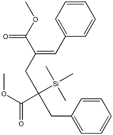 2-Benzyl-4-benzylidene-2-(trimethylsilyl)pentanedioic acid dimethyl ester Structure