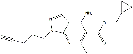 1-(4-ペンチニル)-4-アミノ-6-メチル-1H-ピラゾロ[3,4-b]ピリジン-5-カルボン酸シクロプロピルメチル 化学構造式