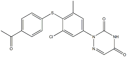 2-[4-(4-Acetylphenylthio)-3-chloro-5-methylphenyl]-1,2,4-triazine-3,5(2H,4H)-dione 结构式