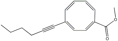 4-(1-Hexynyl)cycloocta-1,3,5,7-tetrene-1-carboxylic acid methyl ester,,结构式