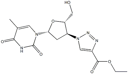 3'-(4-(エトキシカルボニル)-1H-1,2,3-トリアゾール-1-イル)-3'-デオキシチミジン 化学構造式