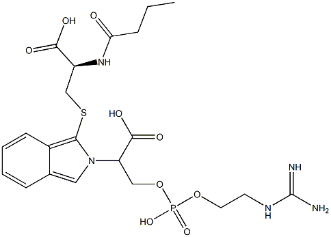 S-[2-[2-[[[2-[[Amino(imino)methyl]amino]ethoxy]phosphonyl]oxy]-1-carboxyethyl]-2H-isoindol-1-yl]-N-butyryl-L-cysteine 结构式