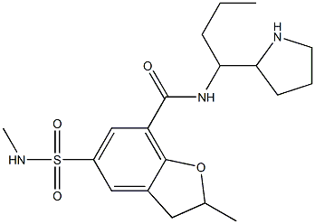 2,3-Dihydro-2-methyl-5-(methylaminosulfonyl)-N-[1-propyl-2-pyrrolidinylmethyl]benzofuran-7-carboxamide Struktur