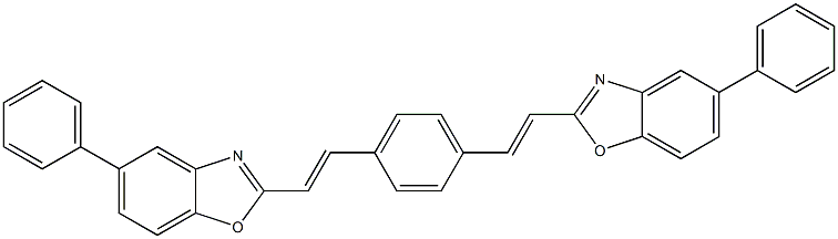 2,2'-[1,4-フェニレンビス[(E)-1,2-エテンジイル]]ビス[5-フェニルベンゾオキサゾール] 化学構造式