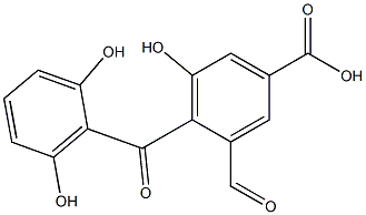 3-ホルミル-5-ヒドロキシ-4-(2,6-ジヒドロキシベンゾイル)安息香酸 化学構造式