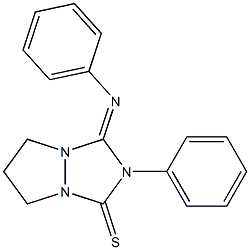 テトラヒドロ-2-フェニル-3-(フェニルイミノ)-1H,5H-ピラゾロ[1,2-a][1,2,4]トリアゾール-1-チオン 化学構造式