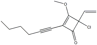 2-(1-ヘキシニル)-4-ビニル-4-クロロ-3-メトキシシクロブタ-2-エン-1-オン 化学構造式