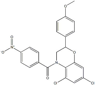 5,7-Dichloro-3,4-dihydro-2-(p-methoxyphenyl)-4-(p-nitrobenzoyl)-2H-1,4-benzoxazine Structure