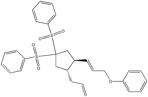 (3R,4R)-4-Allyl-3-(3-phenoxy-1-propenyl)-1,1-bis(phenylsulfonyl)cyclopentane Struktur