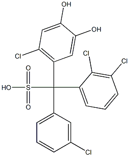 (3-クロロフェニル)(2,3-ジクロロフェニル)(6-クロロ-3,4-ジヒドロキシフェニル)メタンスルホン酸 化学構造式