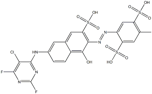  1-Hydroxy-2-(2,5-disulfo-4-methylphenylazo)-6-(5-chloro-2,6-difluoropyrimidin-4-yl)amino-3-naphthalenesulfonic acid