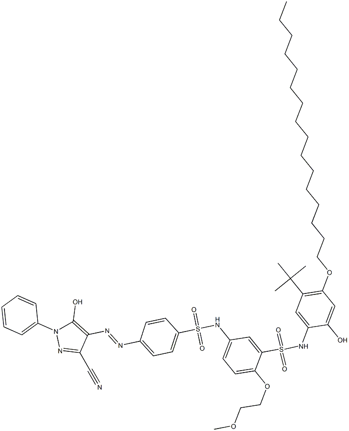 5-[4-(3-Cyano-5-hydroxy-1-phenyl-1H-pyrazol-4-ylazo)phenylsulfonylamino]-N-(4-hexadecyloxy-2-hydroxy-5-tert-butylphenyl)-2-(2-methoxyethoxy)benzenesulfonamide