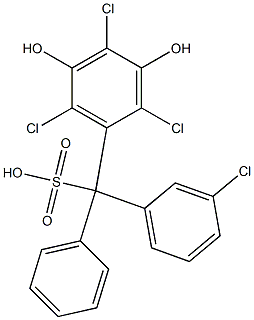 (3-Chlorophenyl)(2,4,6-trichloro-3,5-dihydroxyphenyl)phenylmethanesulfonic acid Structure