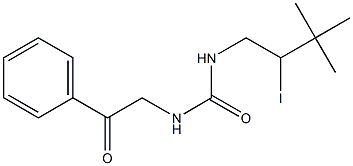 N-(2-Iodo-3,3-dimethylbutyl)-N'-(phenylcarbonylmethyl)urea Struktur