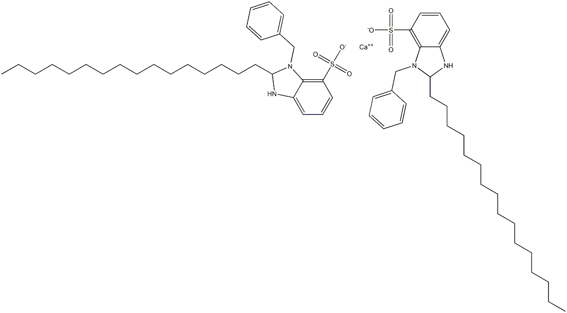 Bis(1-benzyl-2,3-dihydro-2-hexadecyl-1H-benzimidazole-7-sulfonic acid)calcium salt Struktur