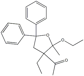 Tetrahydro-3-acetyl-5,5-diphenyl-2-methyl-2-ethoxy-3-ethylfuran Structure