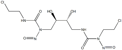 N-(2-クロロエチル)-N'-[(2R,3R)-4-[[[(2-クロロエチル)アミノ]カルボニル]ニトロソアミノ]-2,3-ジヒドロキシブチル]-N-ニトロソ尿素 化学構造式
