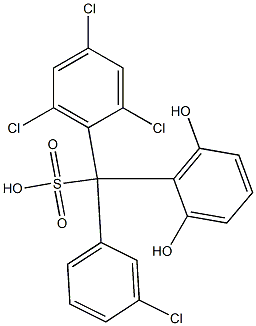 (3-Chlorophenyl)(2,4,6-trichlorophenyl)(2,6-dihydroxyphenyl)methanesulfonic acid Structure