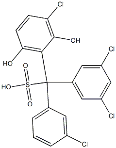 (3-Chlorophenyl)(3,5-dichlorophenyl)(3-chloro-2,6-dihydroxyphenyl)methanesulfonic acid,,结构式