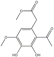 2-Acetyl-3,4-dihydroxy-5-methoxyphenylacetic acid methyl ester,,结构式