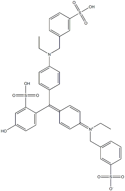 N-エチル-N-[4-[[4-[エチル[(3-スルホフェニル)メチル]アミノ]フェニル](4-ヒドロキシ-2-スルホフェニル)メチレン]-2,5-シクロヘキサジエン-1-イリデン]-3-スルホナトベンゼンメタンアミニウム 化学構造式