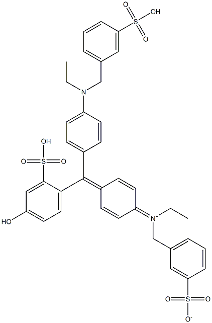 N-Ethyl-N-[4-[[4-[ethyl[(3-sulfophenyl)methyl]amino]phenyl](4-hydroxy-2-sulfophenyl)methylene]-2,5-cyclohexadien-1-ylidene]-3-sulfonatobenzenemethanaminium Struktur