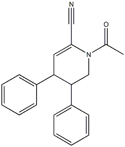 3-Phenyl-1-acetyl-1,2,3,4-tetrahydro-4-phenylpyridine-6-carbonitrile,,结构式