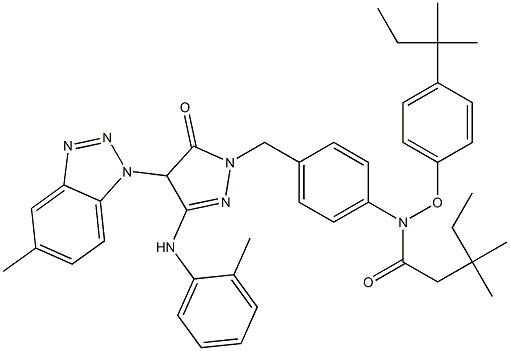 1-[4-(2,4-Di-tert-pentylphenoxyacetylamino)benzyl]-3-(2-methylanilino)-4-(5-methyl-1H-benzotriazol-1-yl)-5(4H)-pyrazolone 结构式