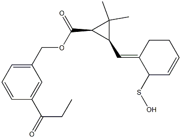 (1R,3S)-2,2-Dimethyl-3-[[(3E)-2,3,4,5-tetrahydro-2-oxothiophen]-3-ylidenemethyl]cyclopropane-1-carboxylic acid-3-(ethylcarbonyl)benzyl ester Structure