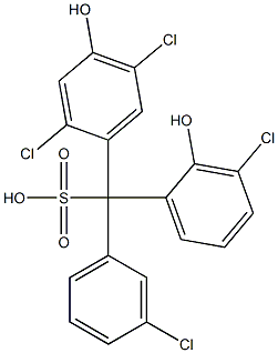 (3-Chlorophenyl)(3-chloro-2-hydroxyphenyl)(2,5-dichloro-4-hydroxyphenyl)methanesulfonic acid Struktur