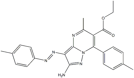 2-アミノ-3-(4-メチルフェニルアゾ)-5-メチル-7-(4-メチルフェニル)ピラゾロ[1,5-a]ピリミジン-6-カルボン酸エチル 化学構造式
