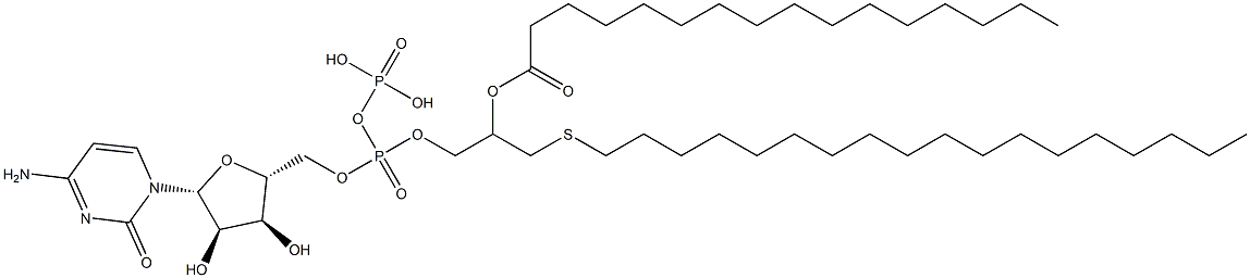 Cytidine 5'-diphosphoric acid P1-(3-octadecylthio-2-hexadecanoyloxypropyl) ester 结构式