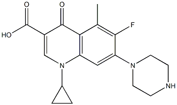 1-Cyclopropyl-6-fluoro-1,4-dihydro-5-methyl-4-oxo-7-(1-piperazinyl)quinoline-3-carboxylic acid,,结构式