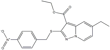 2-[[(4-Nitrophenyl)methyl]thio]-5-ethylpyrazolo[1,5-a]pyridine-3-carboxylic acid ethyl ester,,结构式