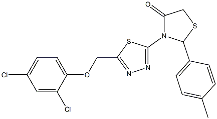 3,5-Dihydro-3-[5-[(2,4-dichlorophenoxy)methyl]-1,3,4-thiadiazol-2-yl]-2-[4-methylphenyl]thiazol-4(2H)-one Struktur